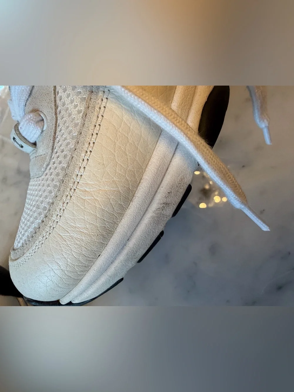 CHANEL Women’s White and Navy CC Logo Sneakers- size 42